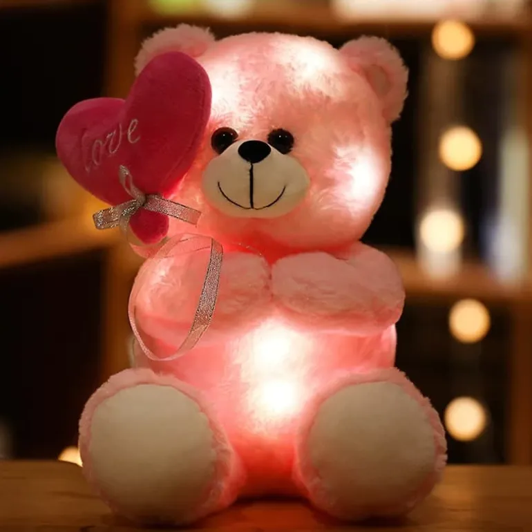 Ours en peluche rose lumineux
