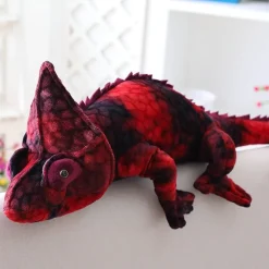 Peluche géante caméléon rouge
