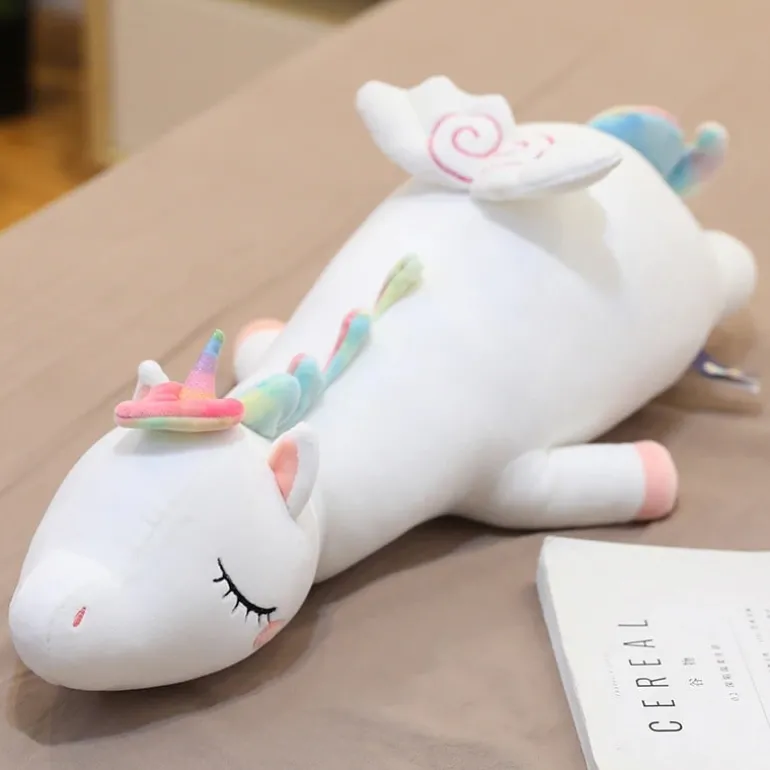 Peluche géante licorne blanche