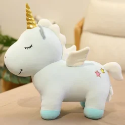 Peluche licorne blanche et bleue